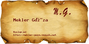 Mekler Géza névjegykártya